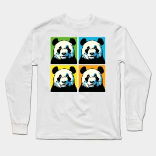 Pop Raising Eye brow Panda - Funny Panda Art Long Sleeve T-Shirt